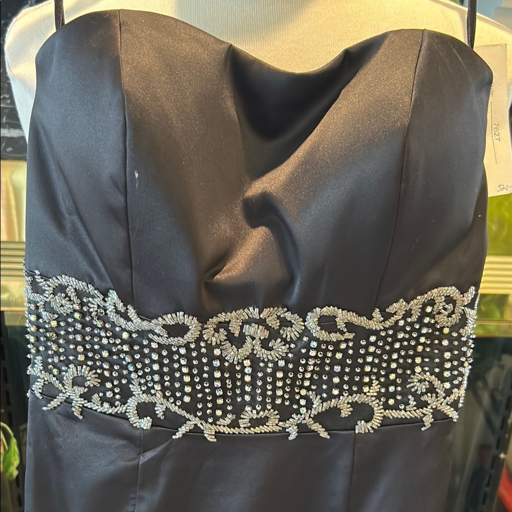 Jovani Black Sequin Embellished Strapless Gown - Picture 2 of 6